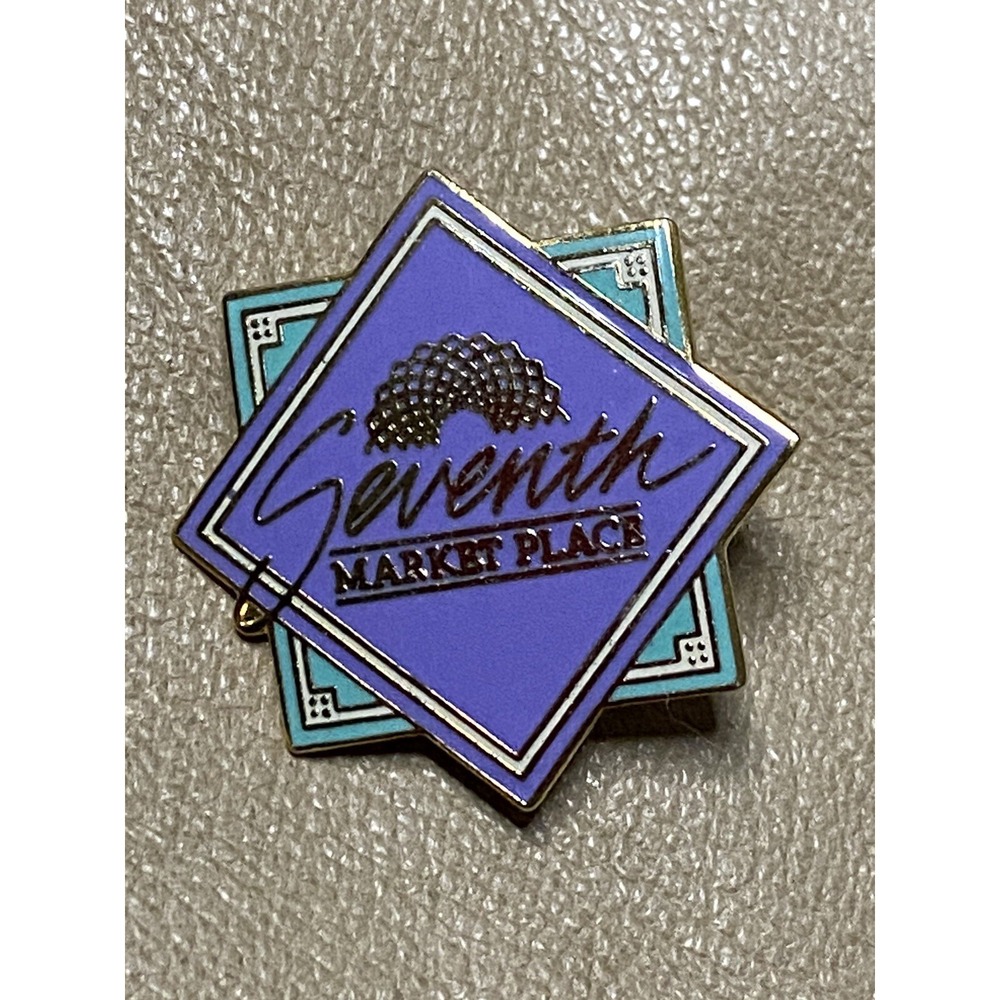 Vintage Collectible Seventh Market Place Colorful Metal Pinback Lapel Pin